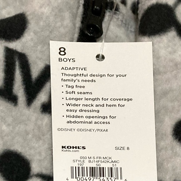 New Boys Disney Mickey Mouse Adaptive Quarter-Zip Microfleece Pullover - Picture 5 of 8